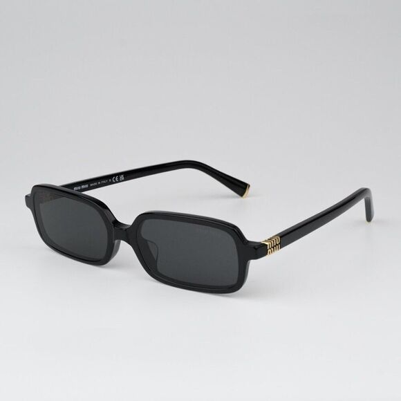 NEW Miu Miu MU11ZSF 16K5S0 Black Dark Grey Rectangle Unisex Sunglasses MU 11ZSF